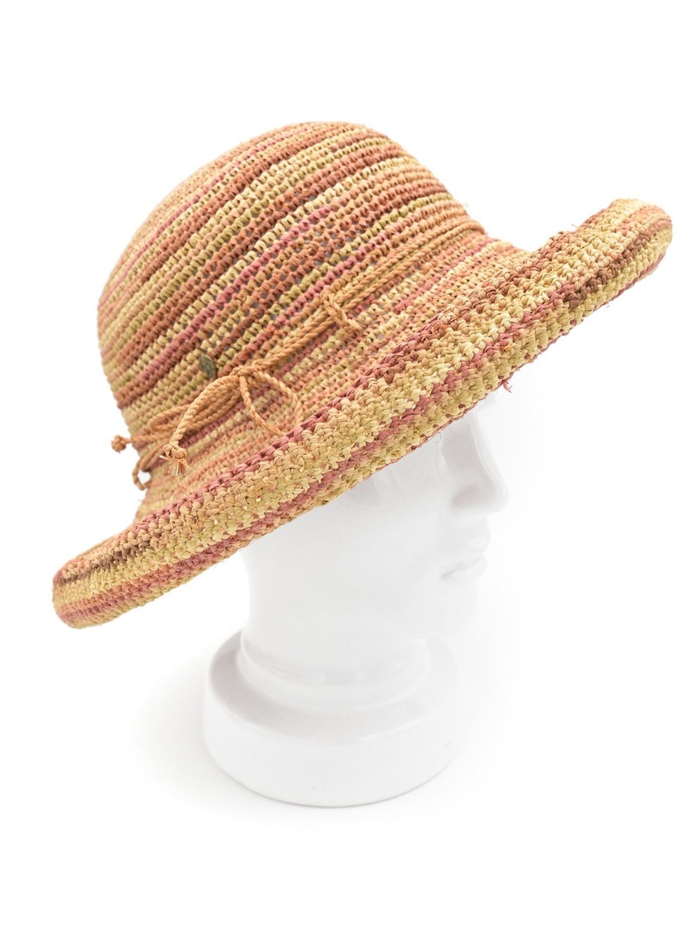 Helen Kaminski Coral Melange Raffia Woven Adjustable Sun Hat.